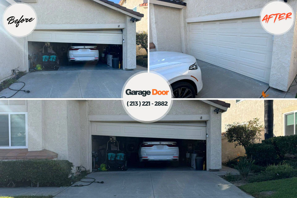 Before and after: garage door repair Middle Island, NY